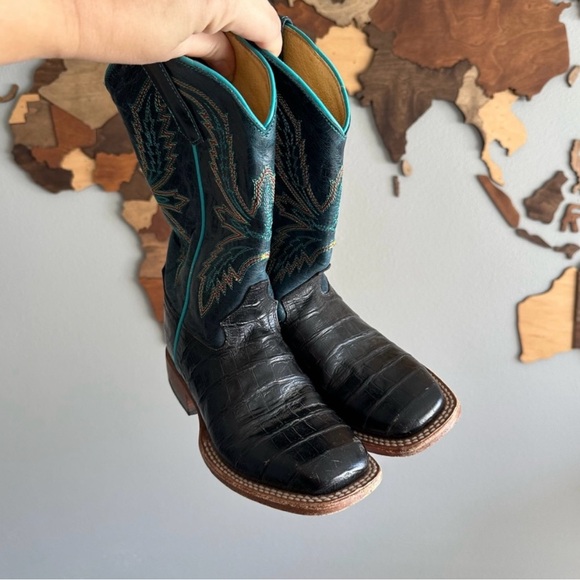 Macie Bean Caiman Reptile Print “Bite in Shining Armor” Cowgirl Boots Size 13 - Picture 4 of 10